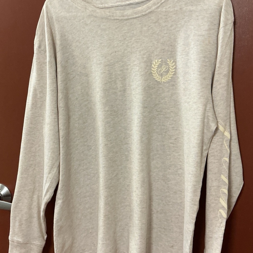 PINK  Beige Long Sleeve Crewneck Sweatshirt